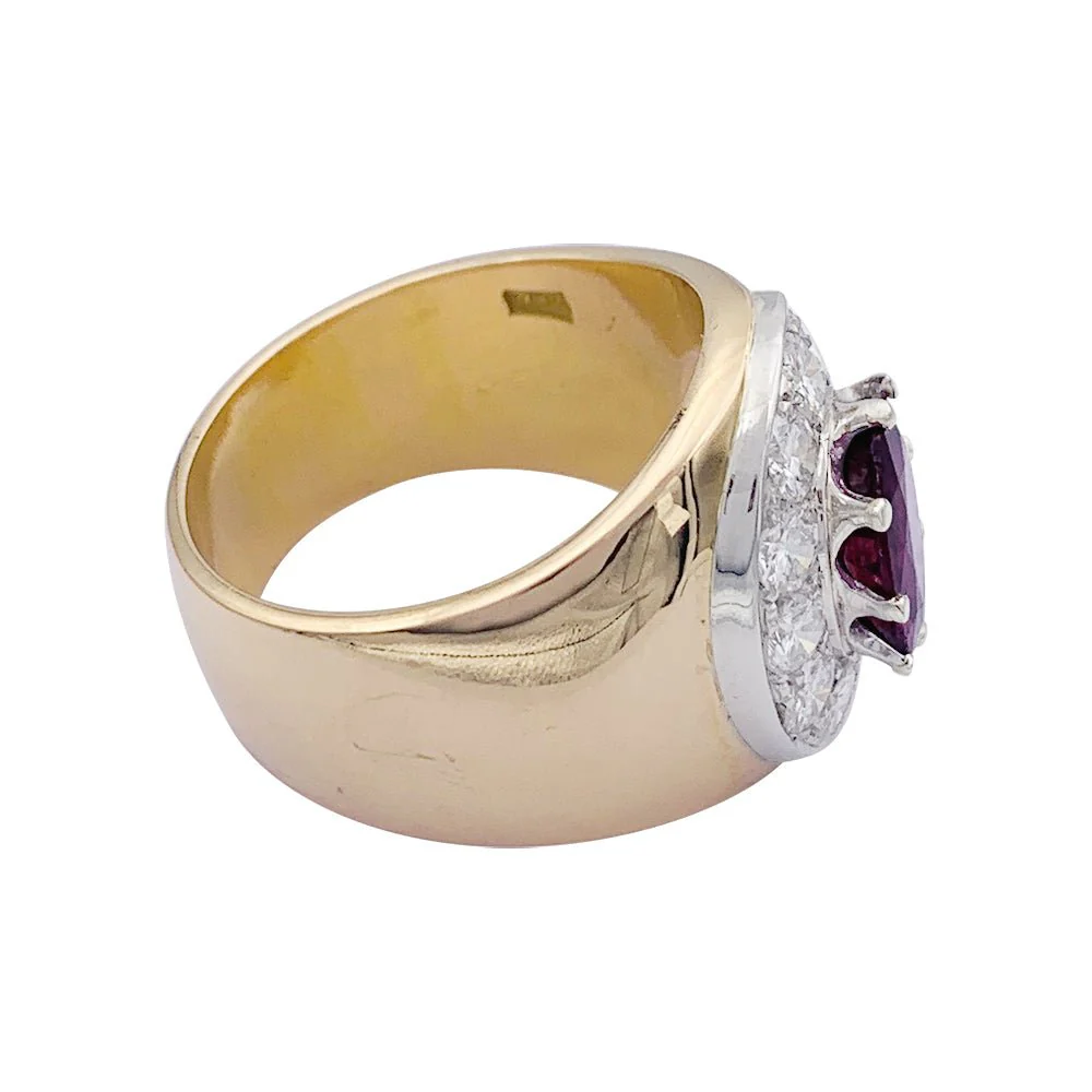 Bague Jonc en or jaune, or blanc, rubis et diamants - Image 3