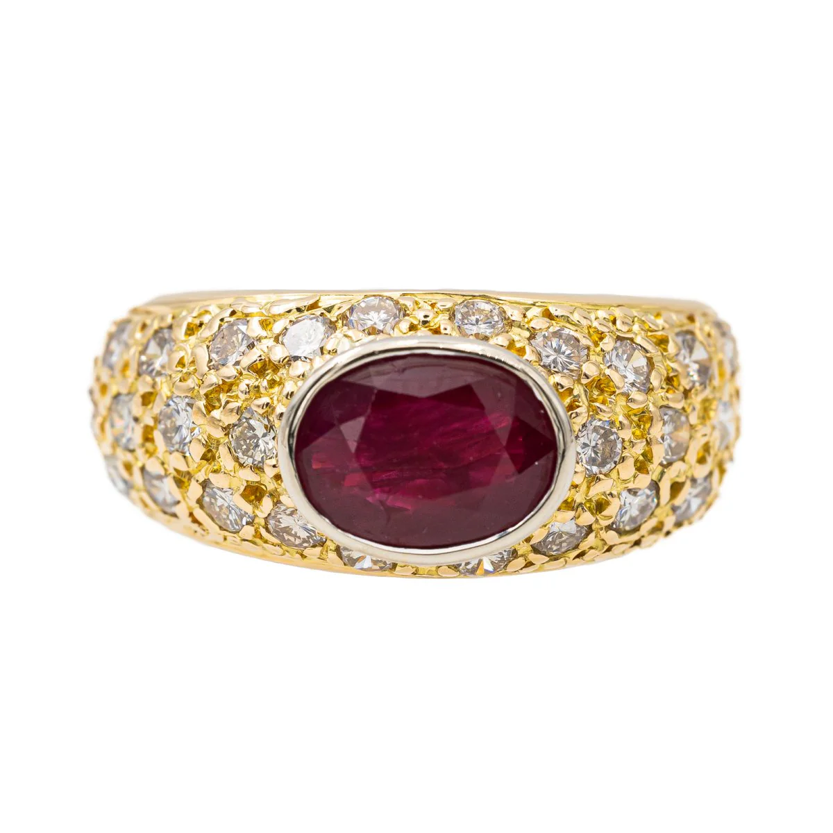 Bague Jonc en Or jaune et Rubis