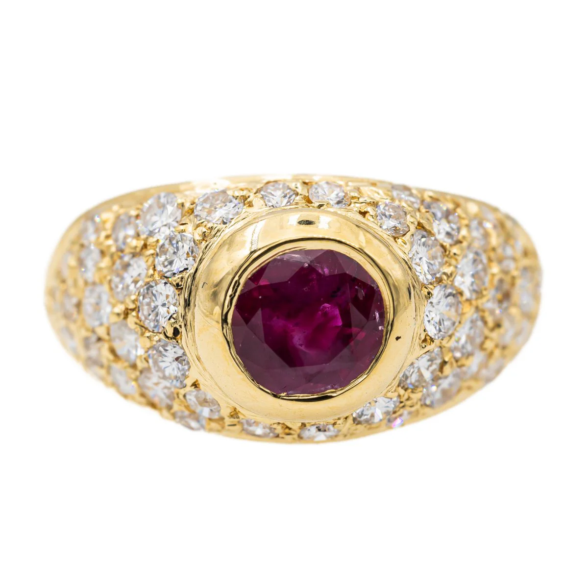 Bague Jonc en Or jaune et Rubis