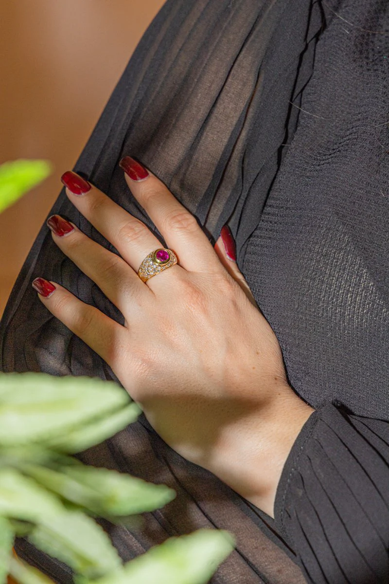 Bague Jonc en Or jaune et Rubis - Image 2