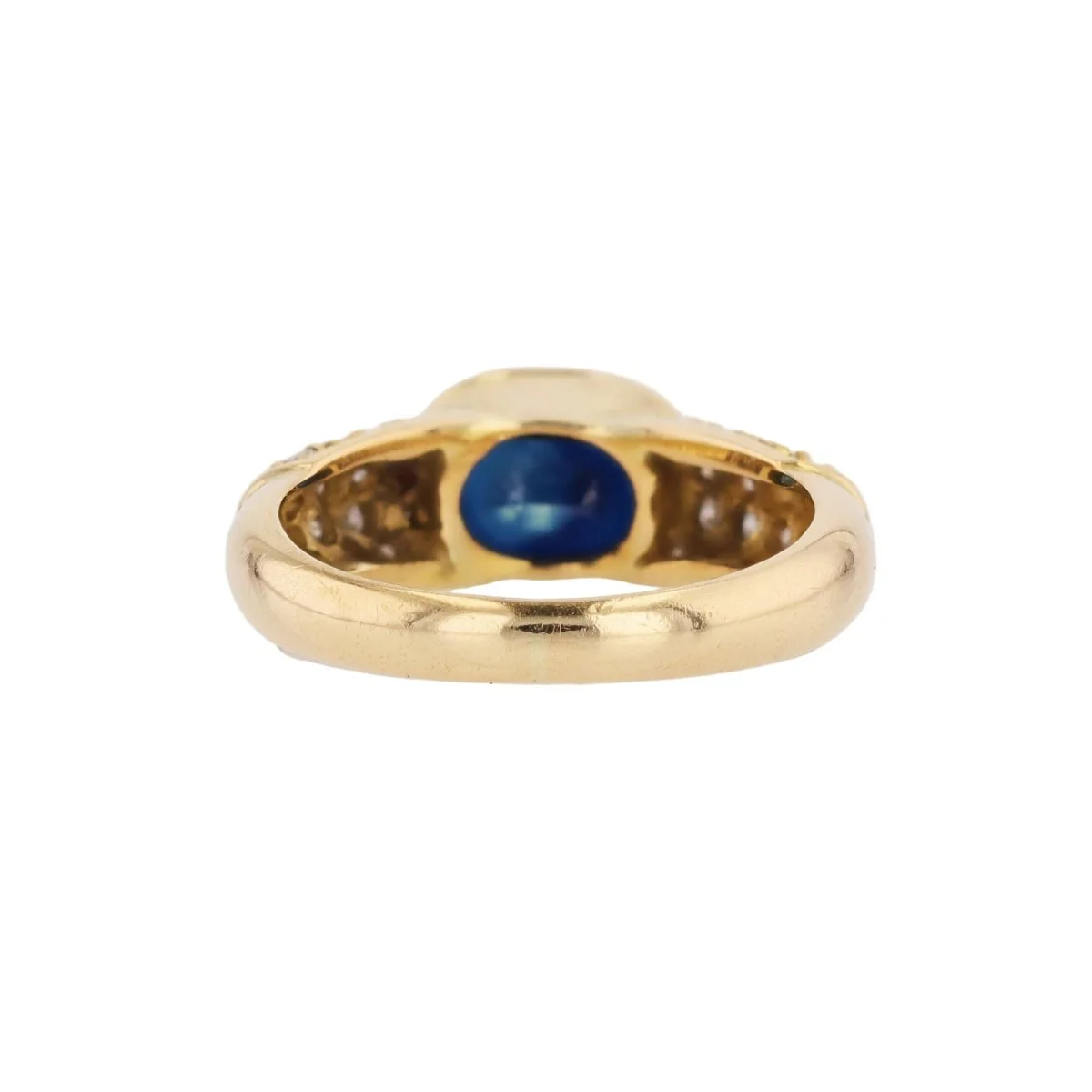 Bague Jonc en or jaune, saphir et diamants - Image 3