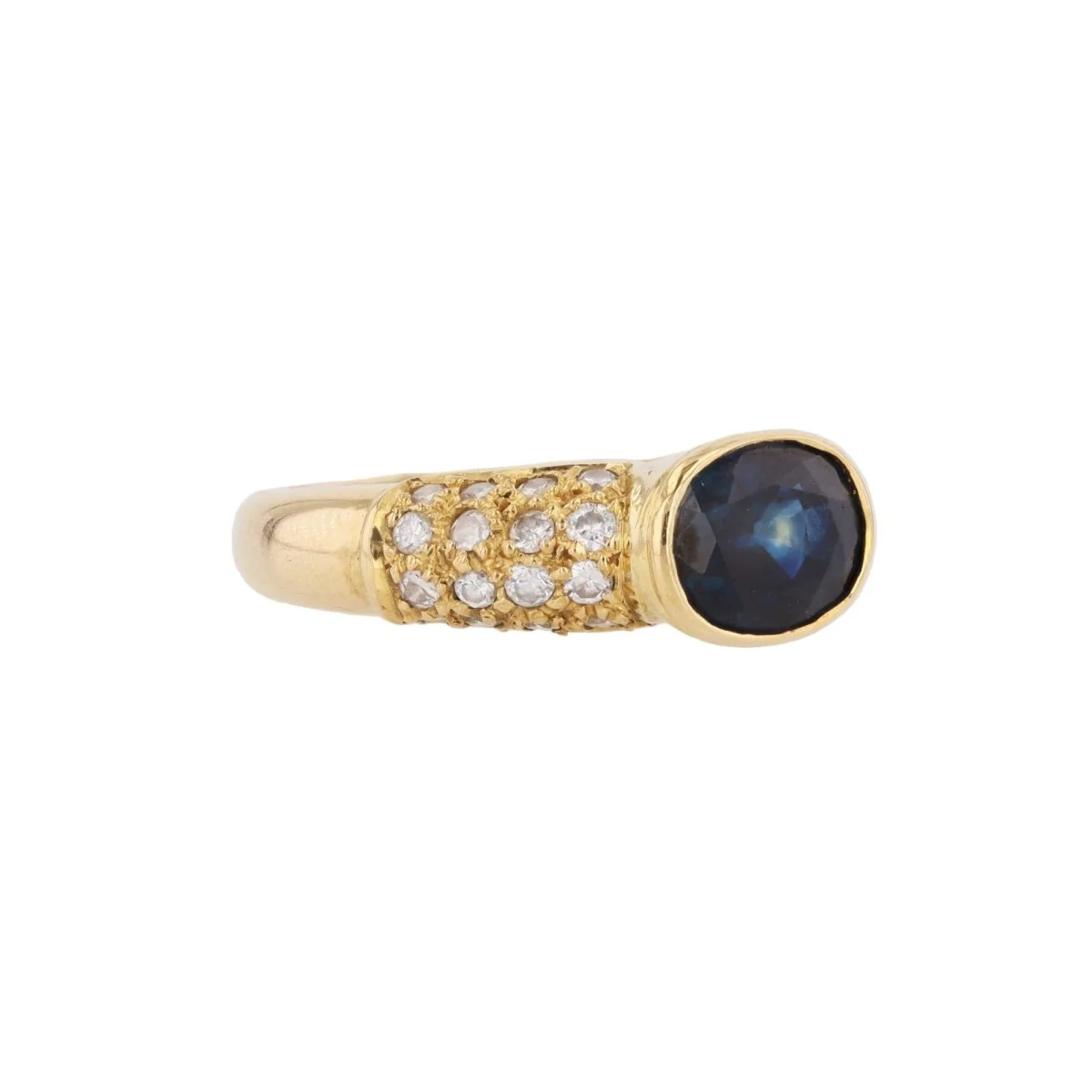 Bague Jonc en or jaune, saphir et diamants - Image 5