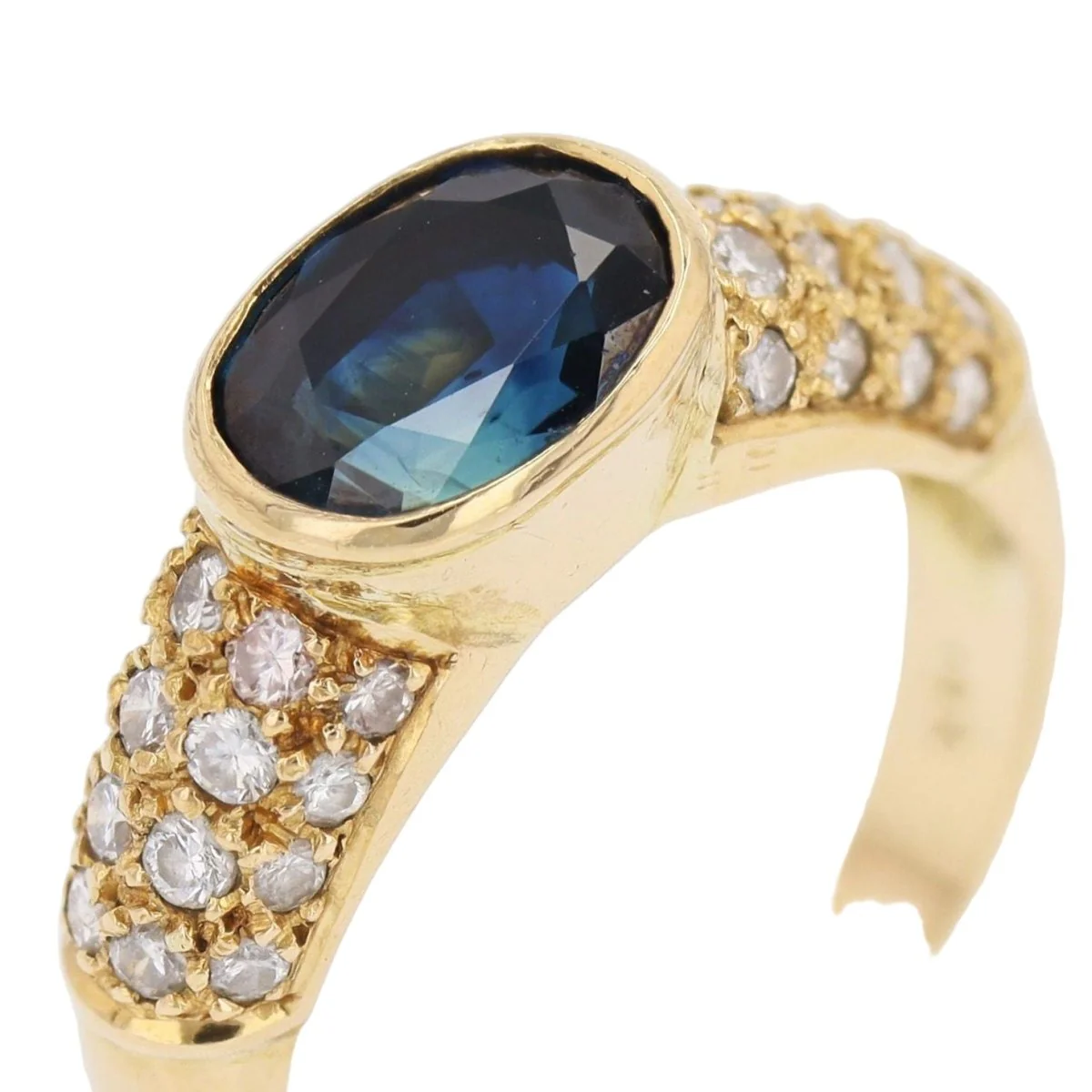 Bague Jonc en or jaune, saphir et diamants - Image 7