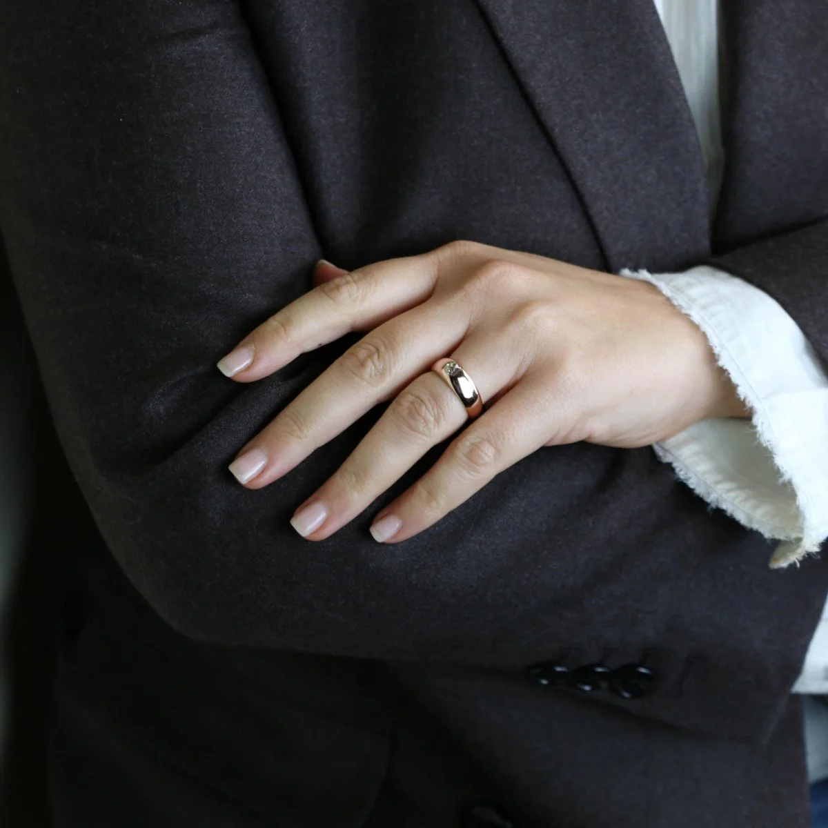 Bague Jonc en or rose et diamant - Image 2