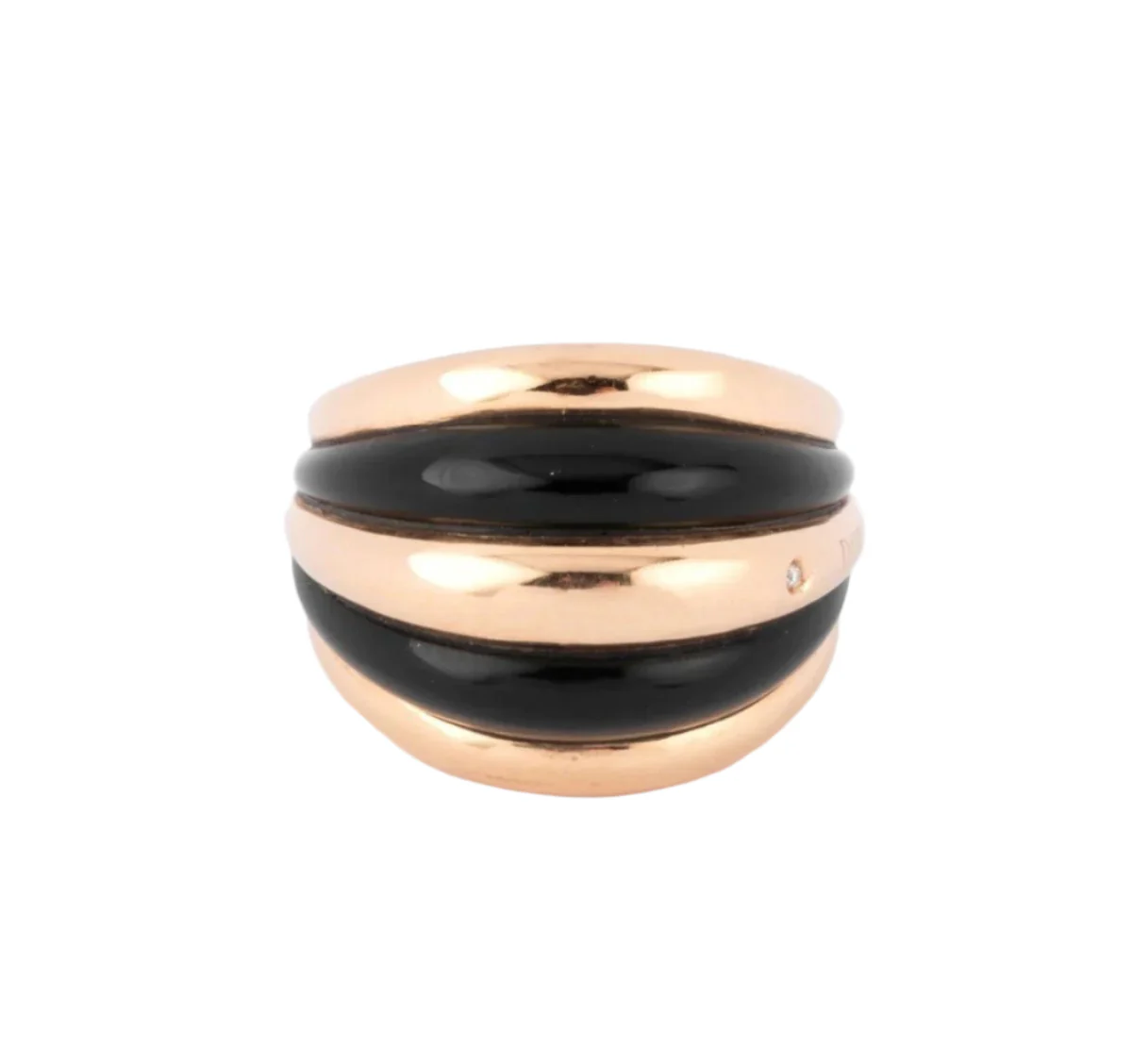 Bague Jonc DAMIANI en or rose et onyx