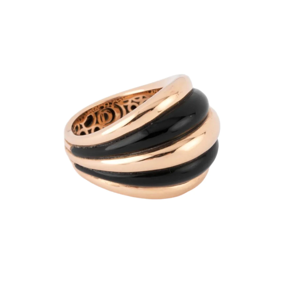 Bague Jonc DAMIANI en or rose et onyx - Image 3