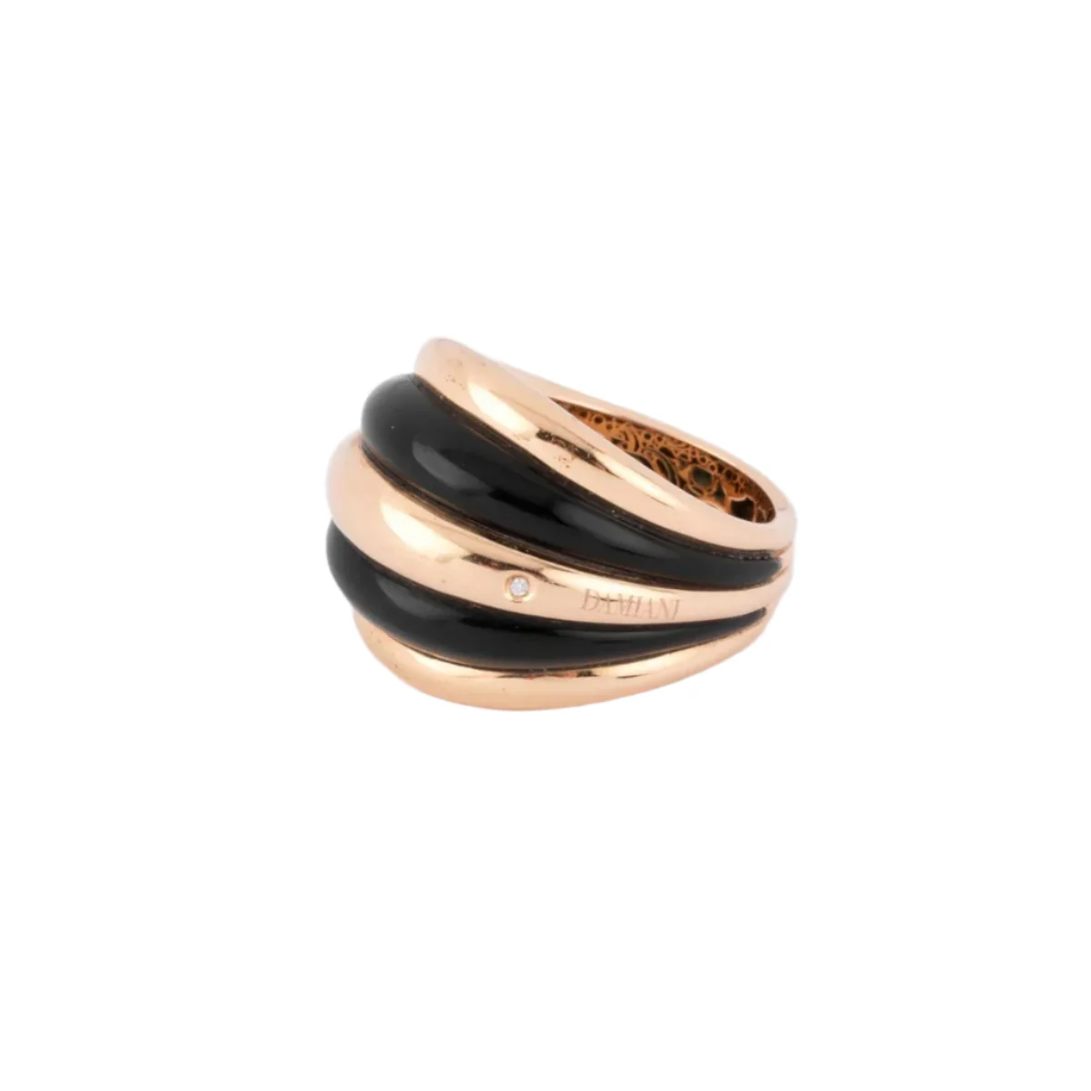 Bague Jonc DAMIANI en or rose et onyx - Image 6