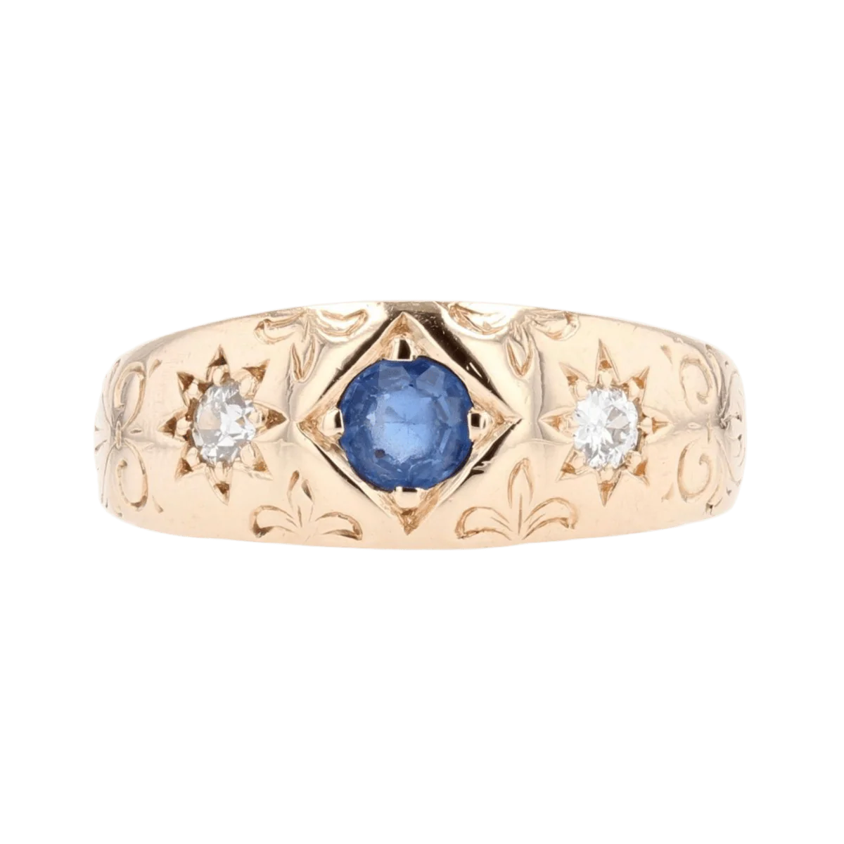 Bague Jonc en or rose, saphir et diamants