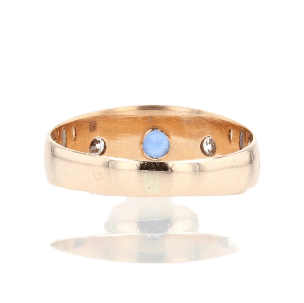 Bague Jonc en or rose, saphir et diamants - Image 4