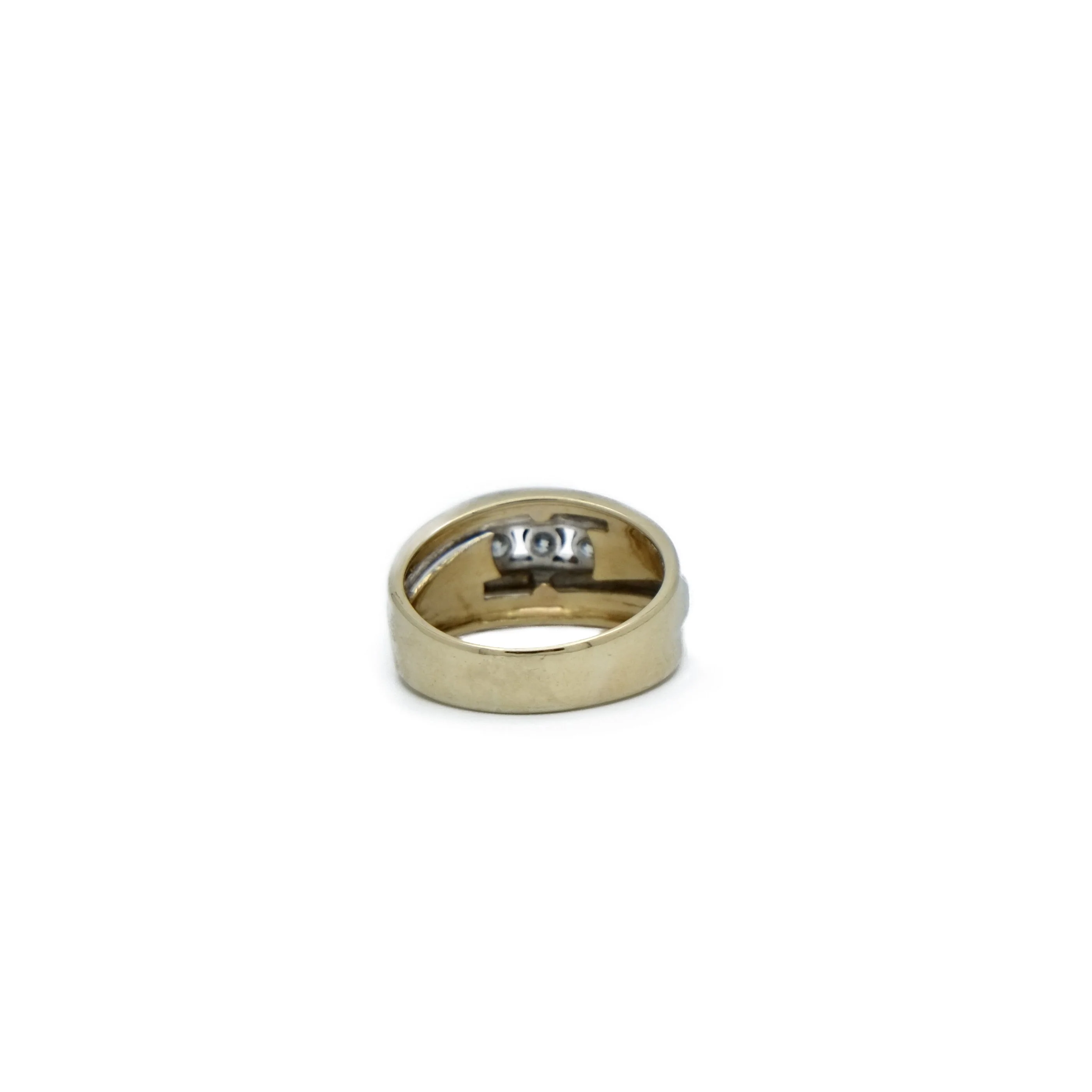 Bague jonc en or jaune et or gris et diamant - Image 5