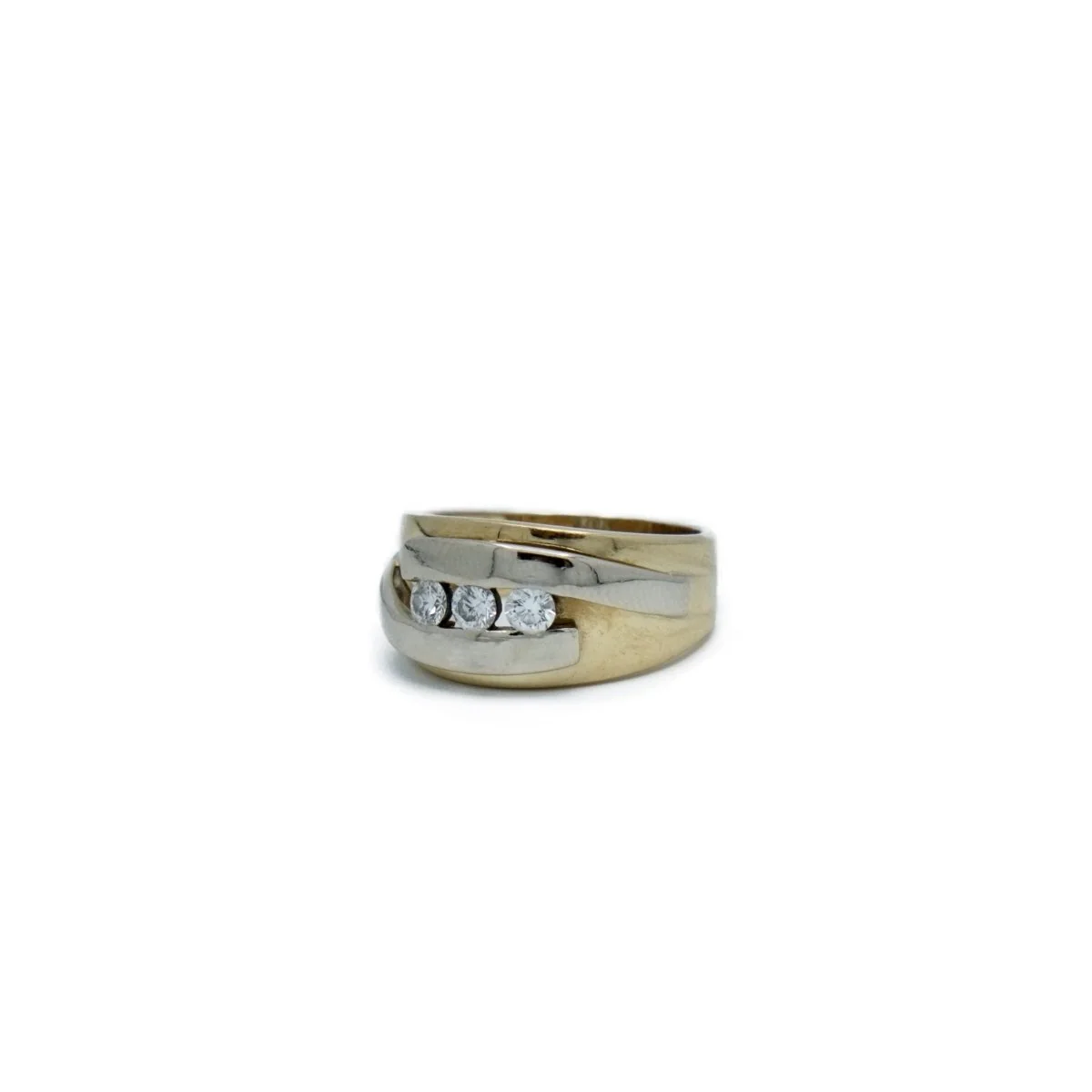 Bague Jonc en or jaune, or blanc et diamants - Image 3