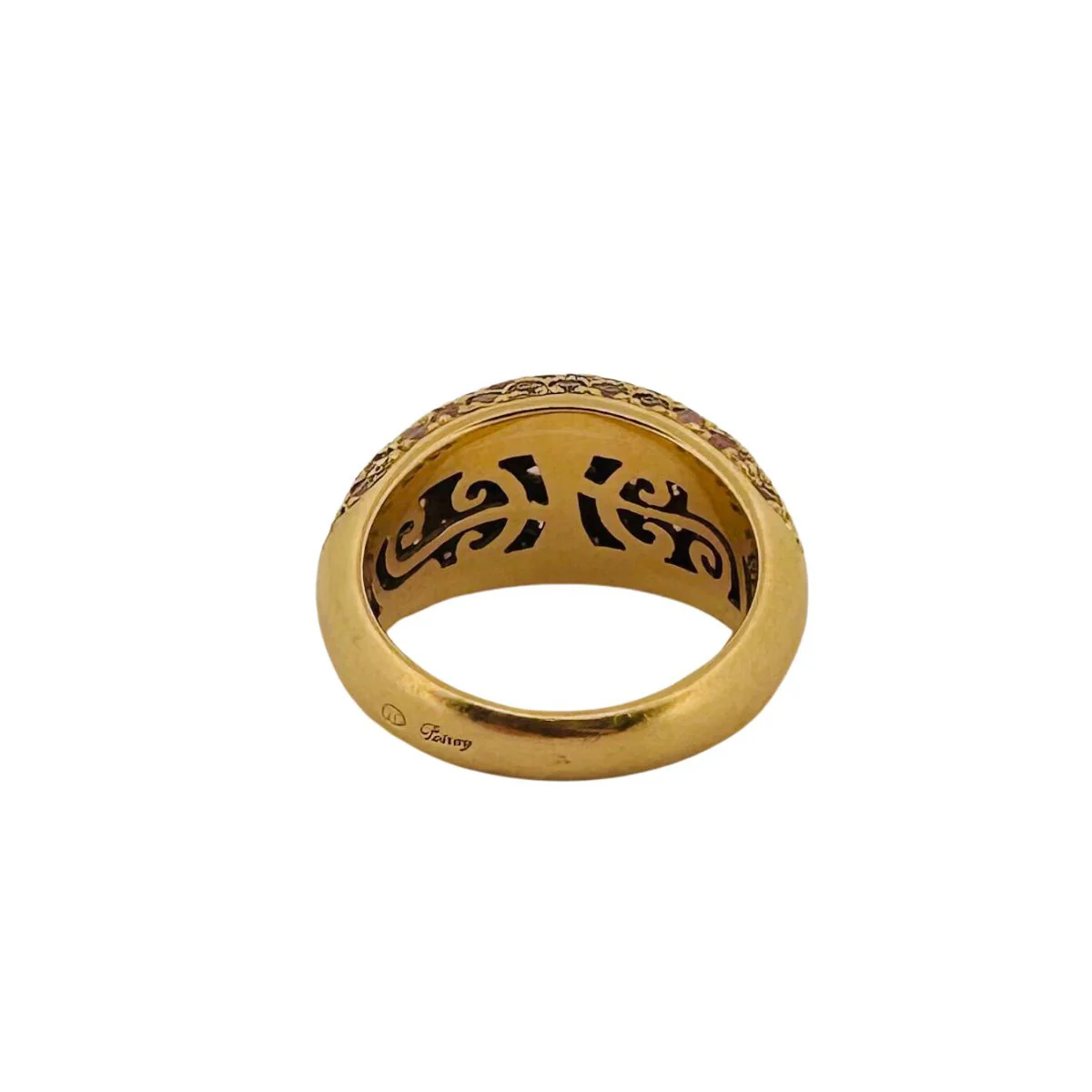 Bague Jonc POIRAY en or jaune, saphirs roses et diamants - Image 3