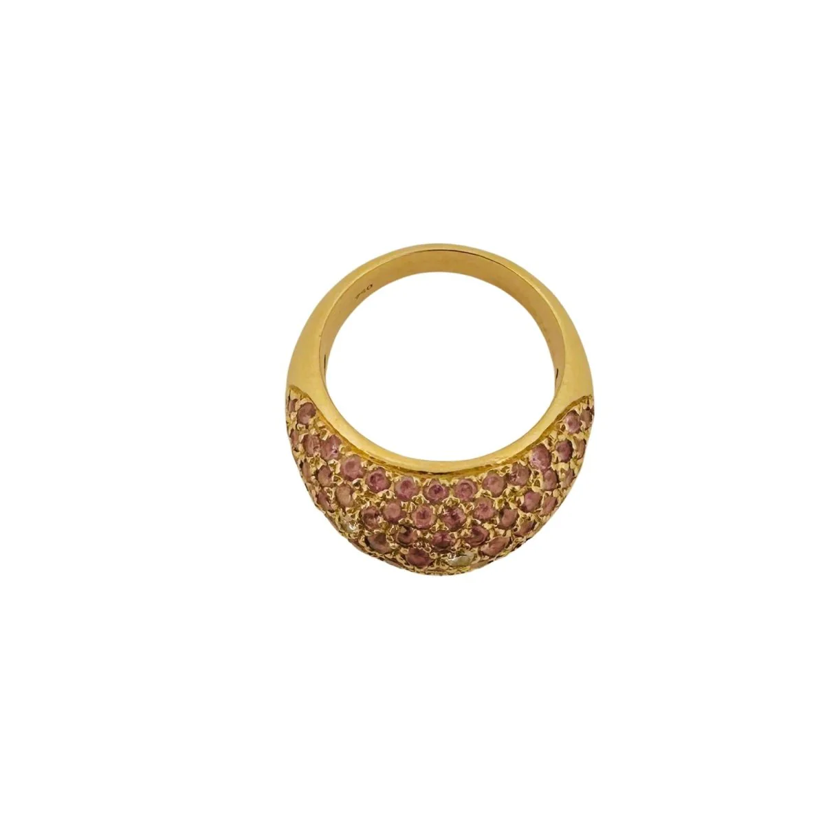 Bague Jonc POIRAY en or jaune, saphirs roses et diamants - Image 4