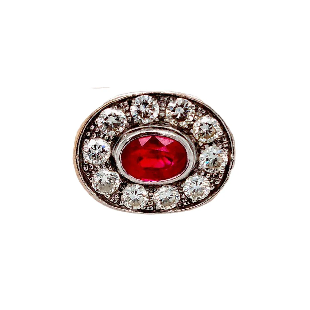 Bague Jonc en or blanc, rubis et diamants