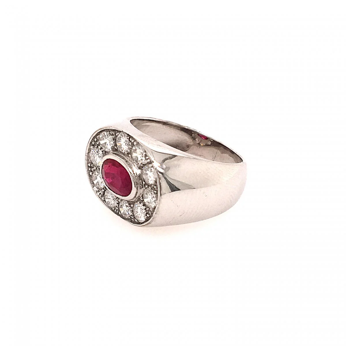 Bague Jonc en or blanc, rubis et diamants - Image 3