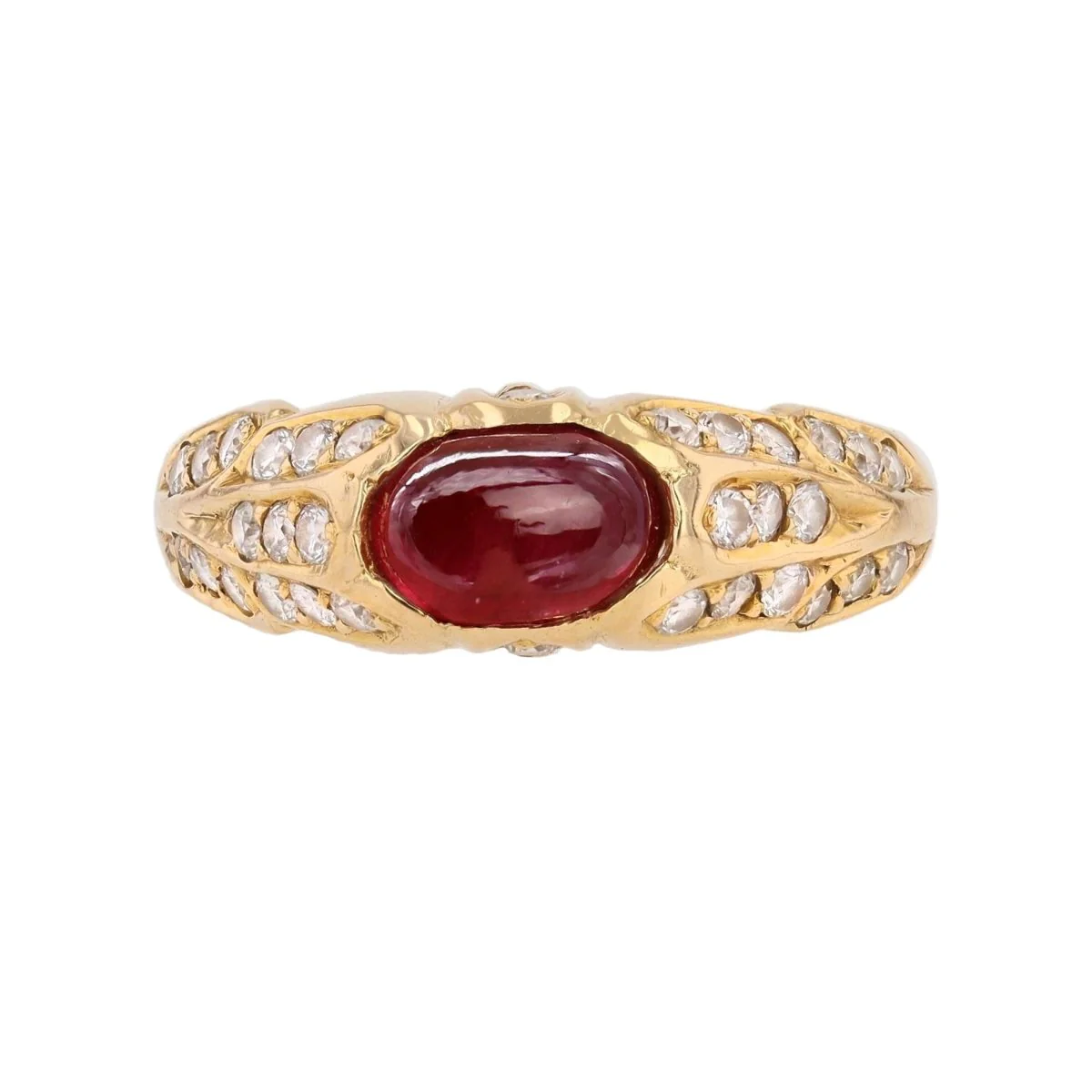 Bague Jonc en or jaune, rubis et diamants