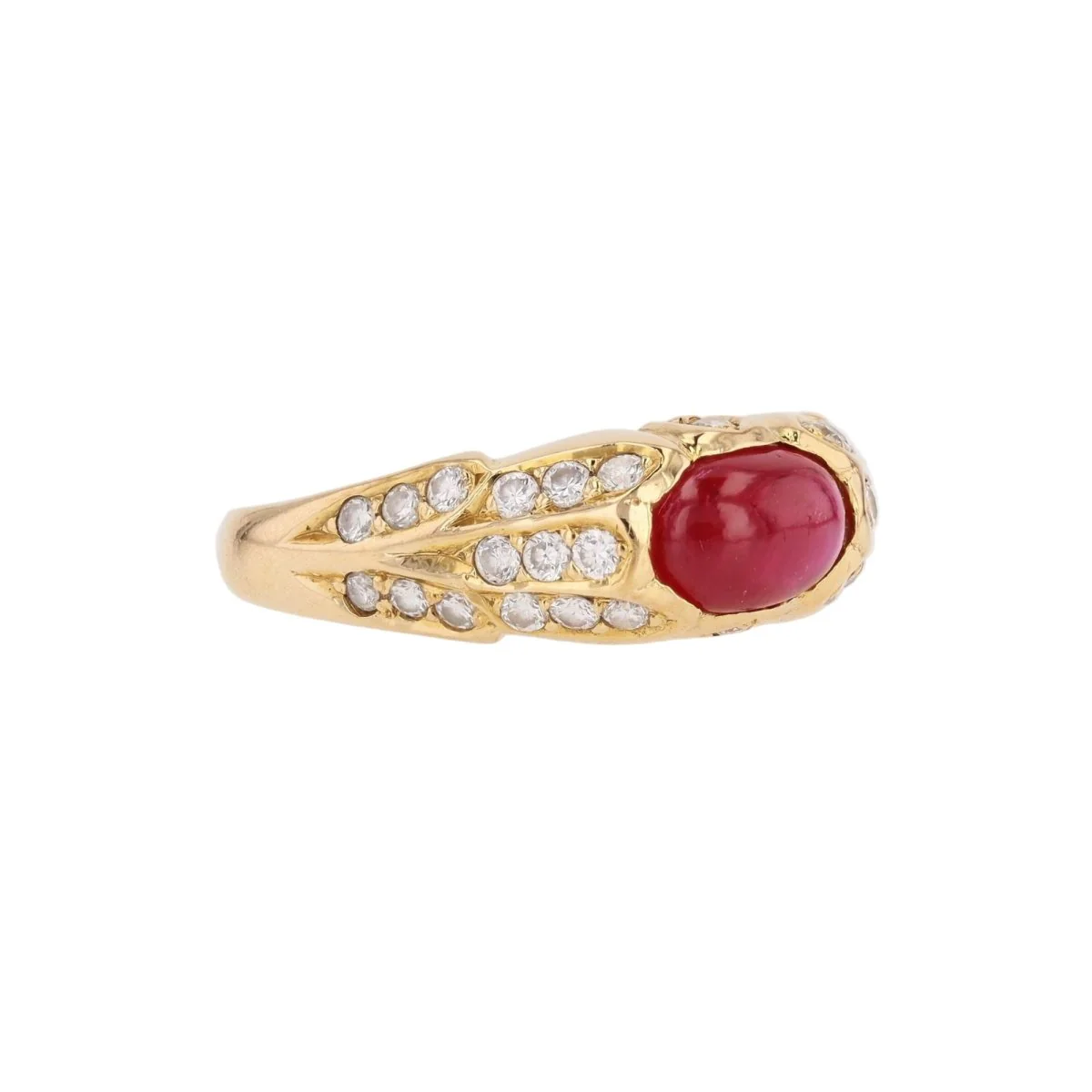 Bague Jonc en or jaune, rubis et diamants - Image 5