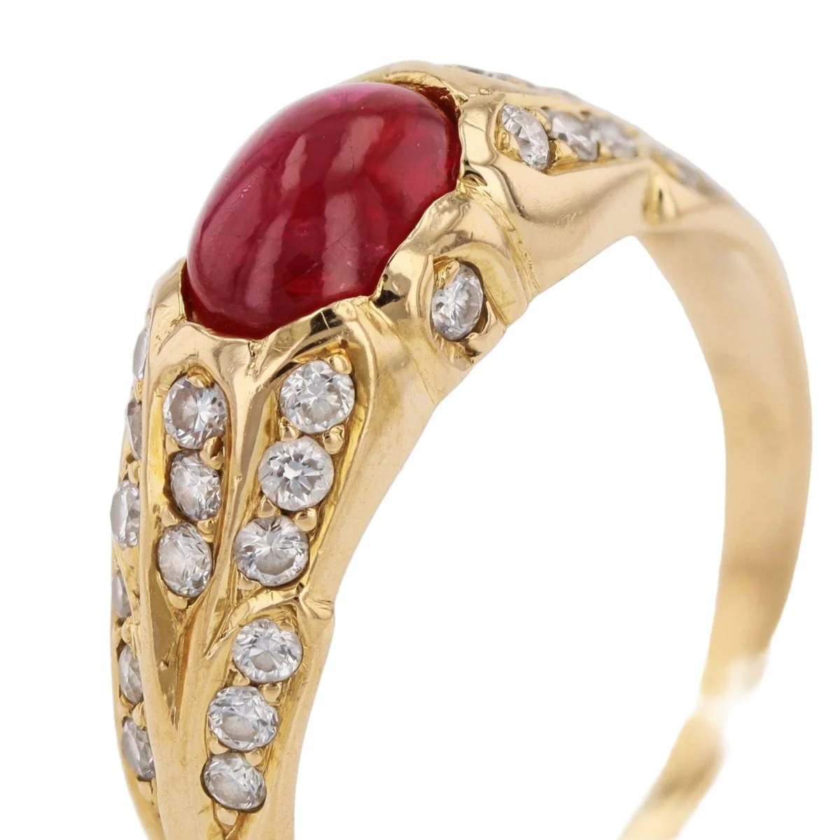 Bague Jonc en or jaune, rubis et diamants - Image 7