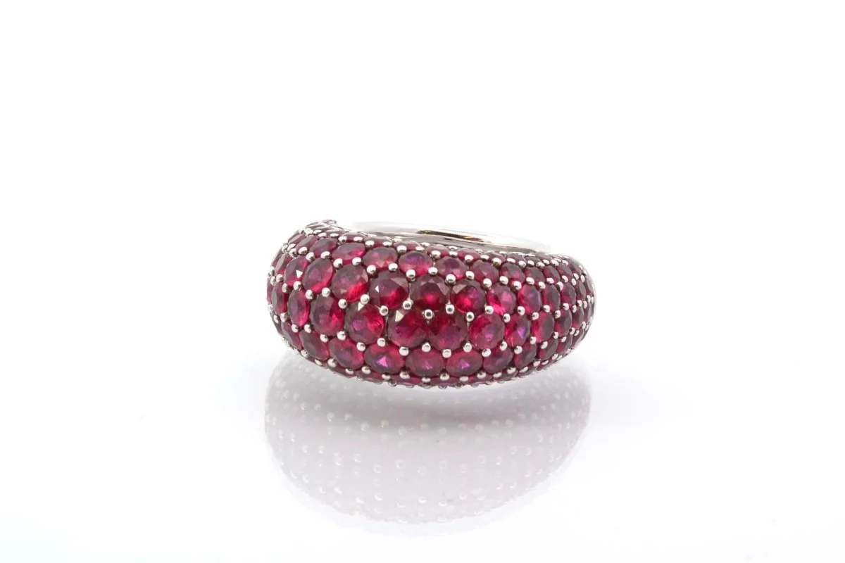 Bague jonc en or blanc et rubis - Image 3