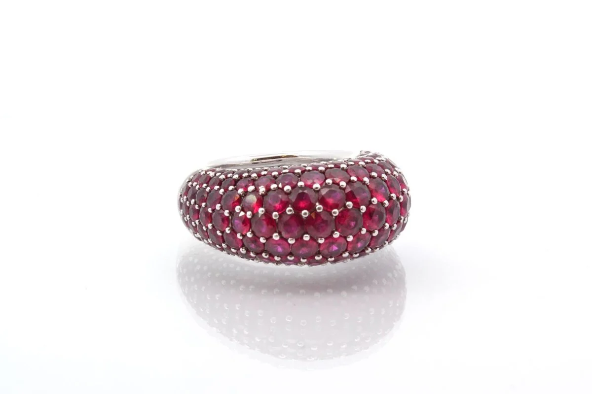 Bague jonc en or blanc et rubis - Image 4