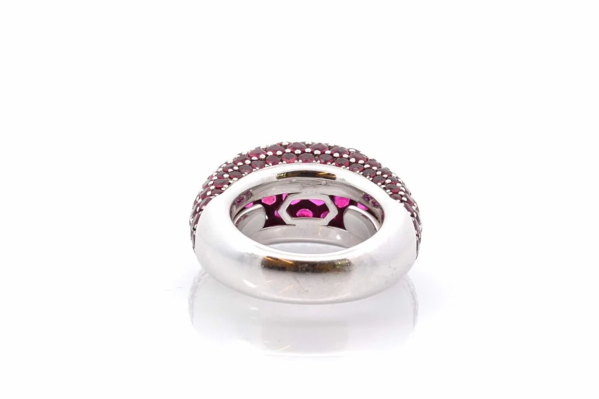 Bague jonc en or blanc et rubis - Image 5