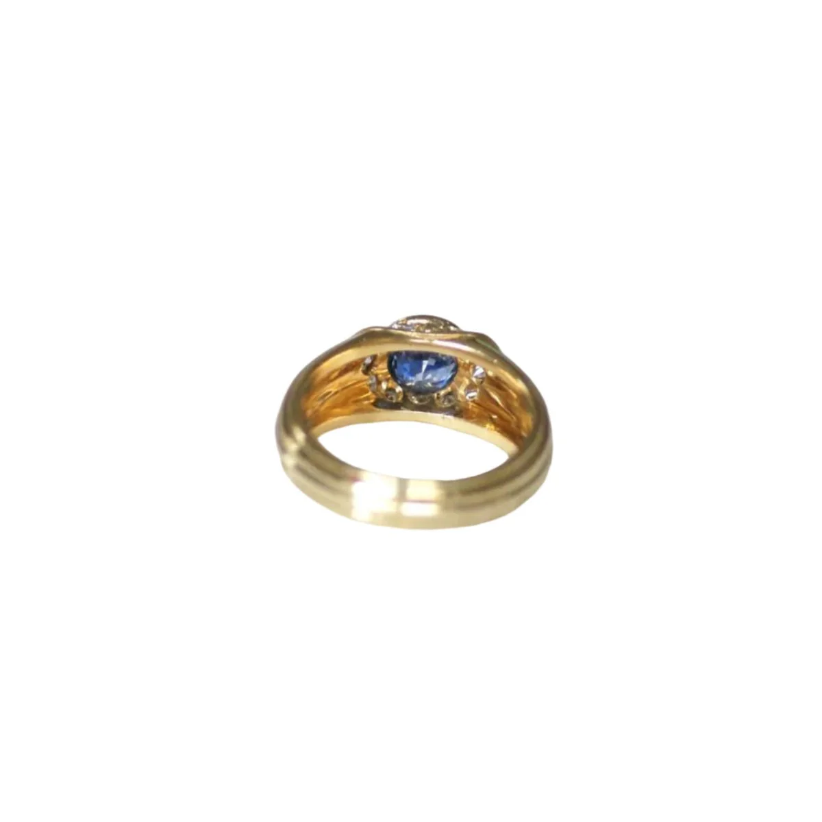 Bague jonc en or jaune, saphir, et diamants - Image 6