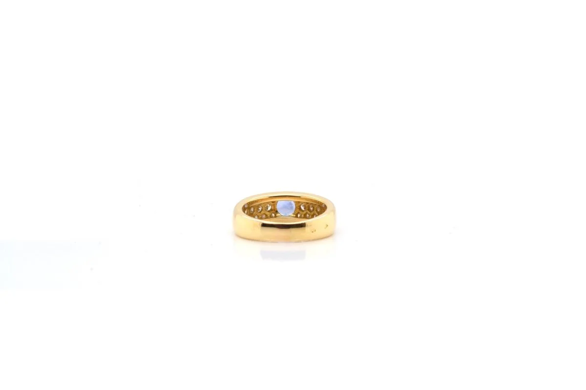 Bague jonc saphir de Ceylan et diamants en or 18k - Image 5