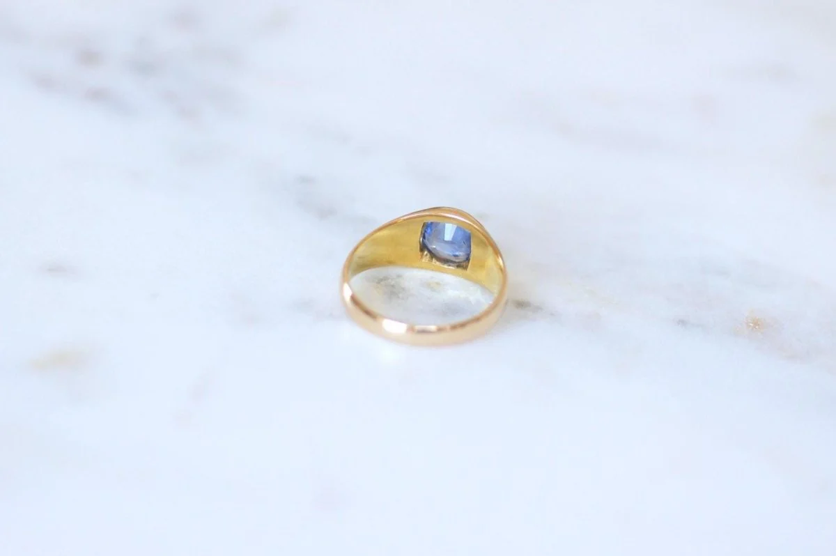 Bague Jonc Saphir de Ceylan 1,30 Cts sur Or Jaune - Image 9
