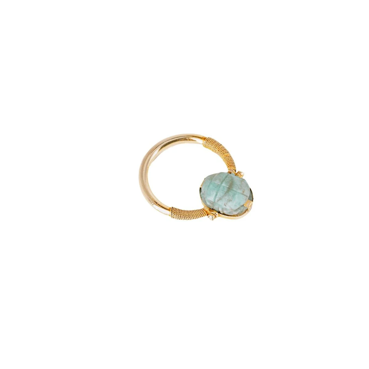 Bague Jonc scarabée en or jaune et jade