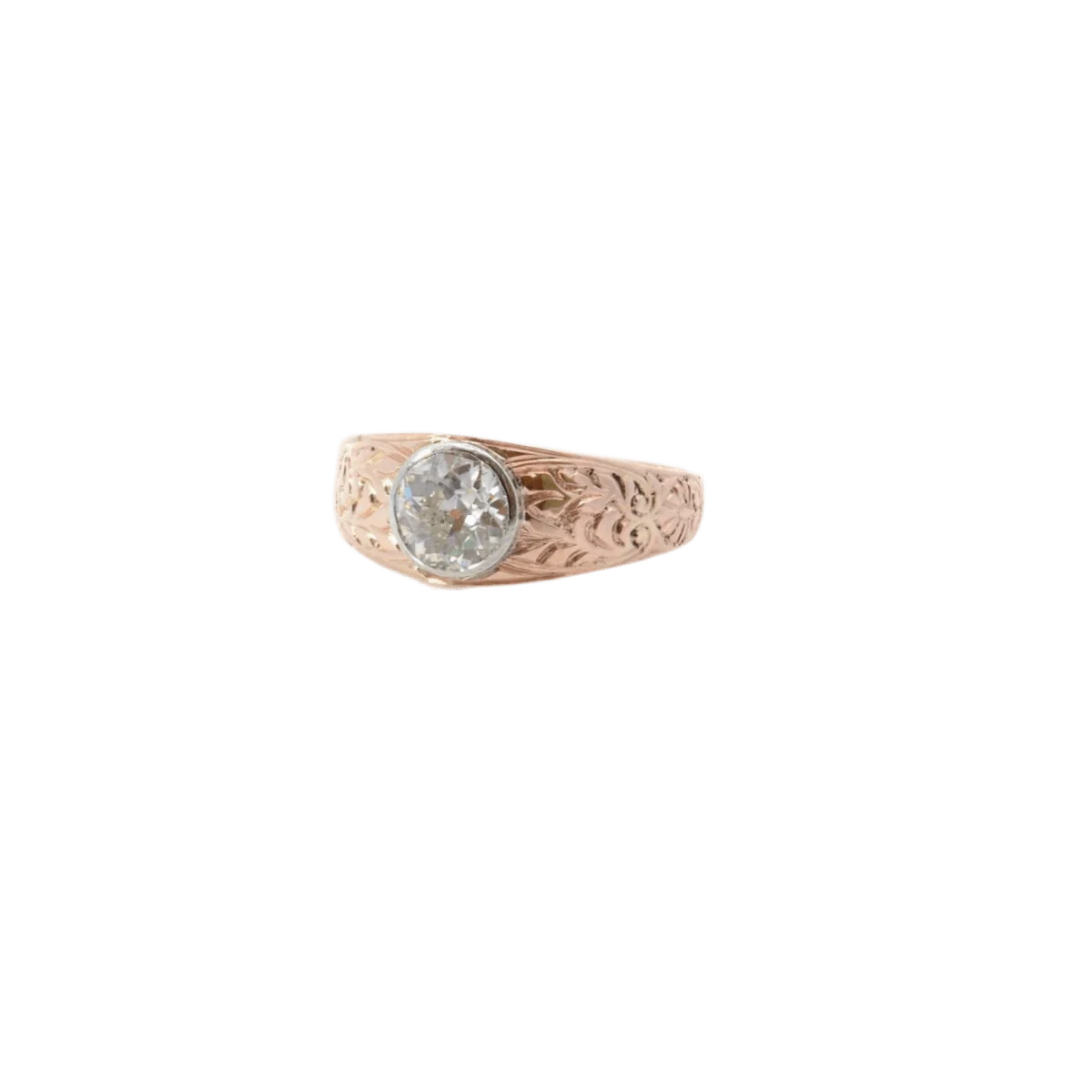 Bague Jonc en or rose, platine et diamant - Image 3