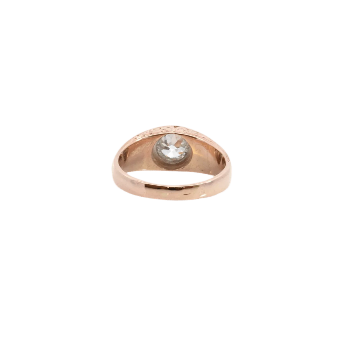 Bague Jonc en or rose, platine et diamant - Image 4