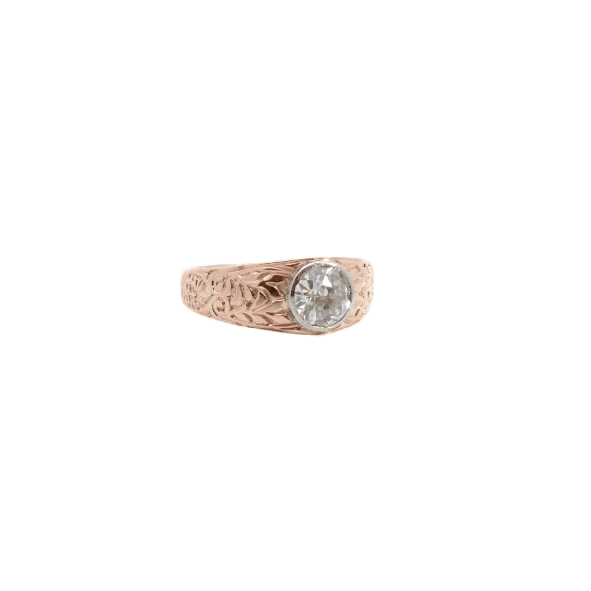 Bague Jonc en or rose, platine et diamant - Image 5