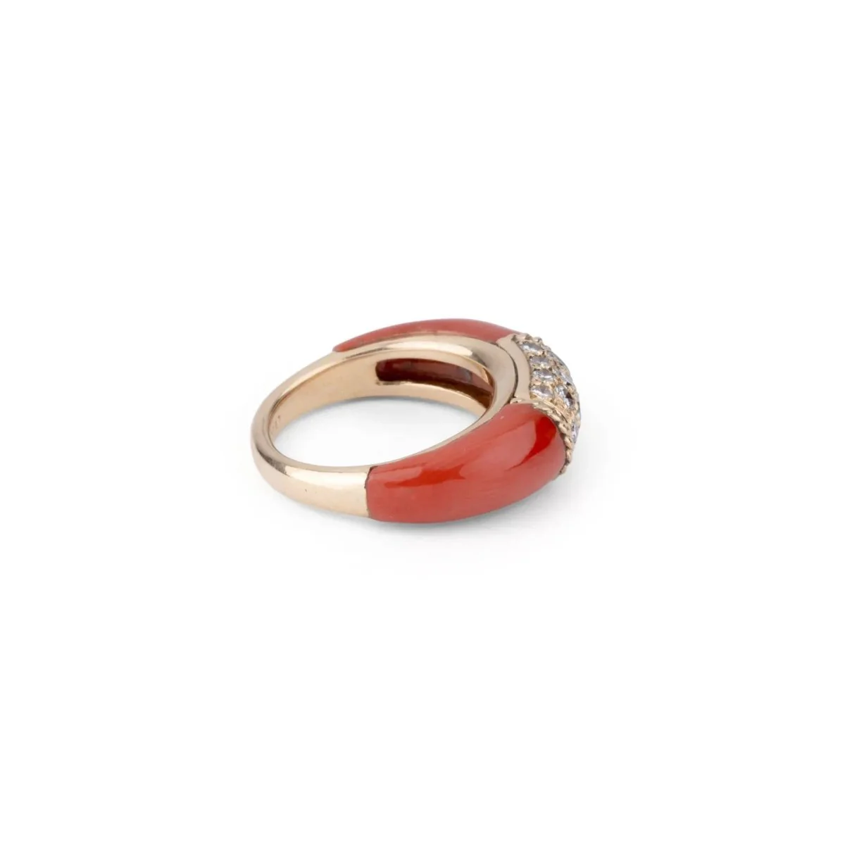 Bague Jonc VAN CLEEF & ARPELS "Philippine" en or jaune, corail et diamants - Image 3