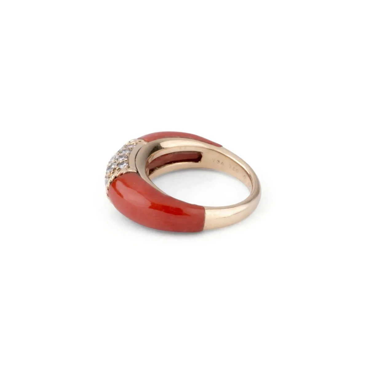 Bague Jonc VAN CLEEF & ARPELS "Philippine" en or jaune, corail et diamants - Image 5
