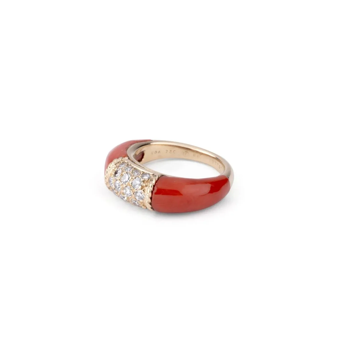 Bague Jonc VAN CLEEF & ARPELS "Philippine" en or jaune, corail et diamants - Image 6