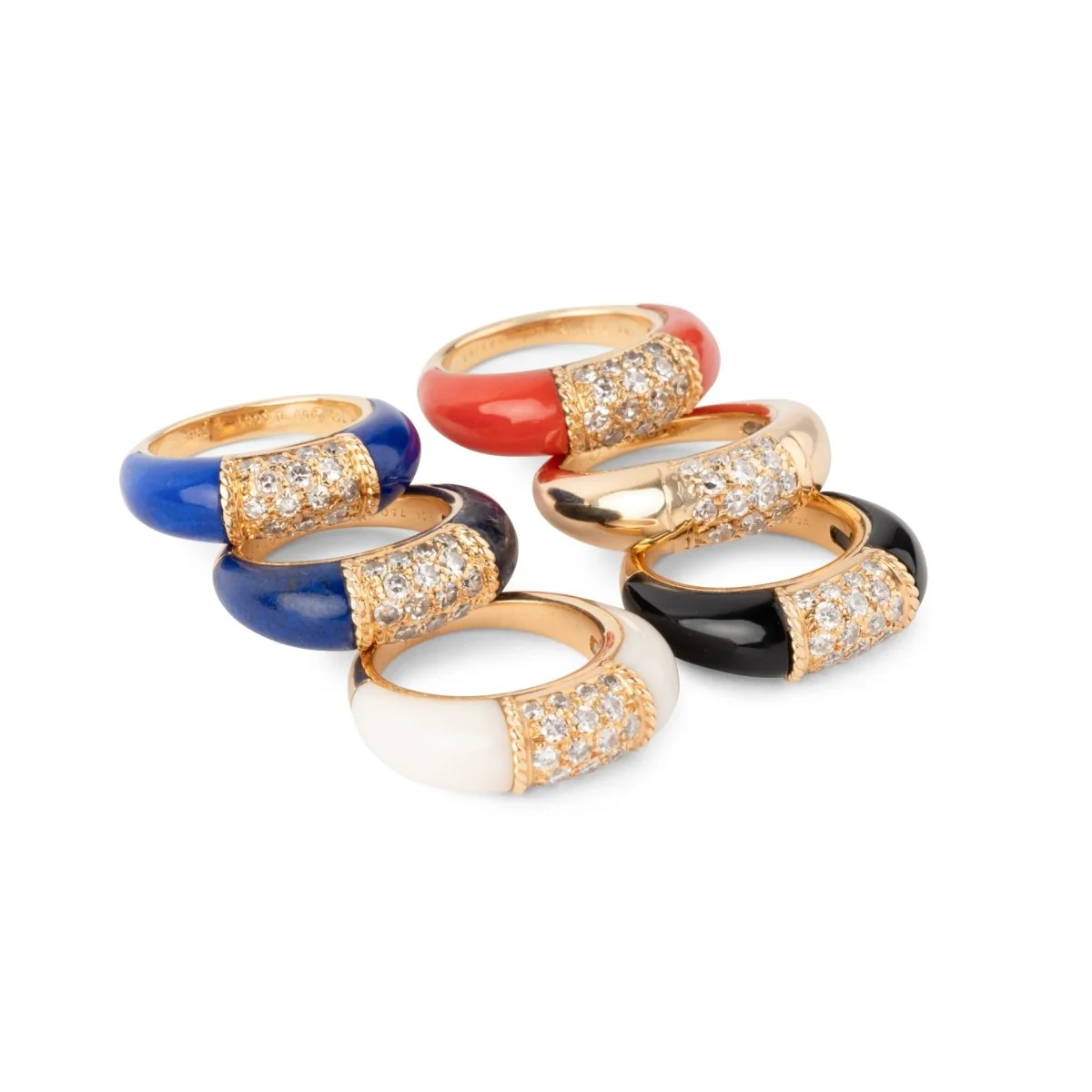 Bague Jonc VAN CLEEF & ARPELS "Philippine" en or jaune, corail et diamants - Image 8