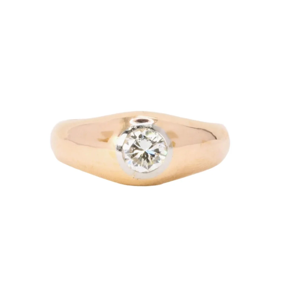 Bague jonc vintage or jaune diamant