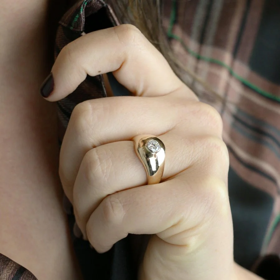Bague Jonc en or et diamant - Image 2