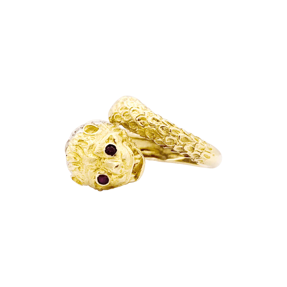 Bague LALAOUNIS "Animal Head" en or jaune, or blanc, rubis et diamants