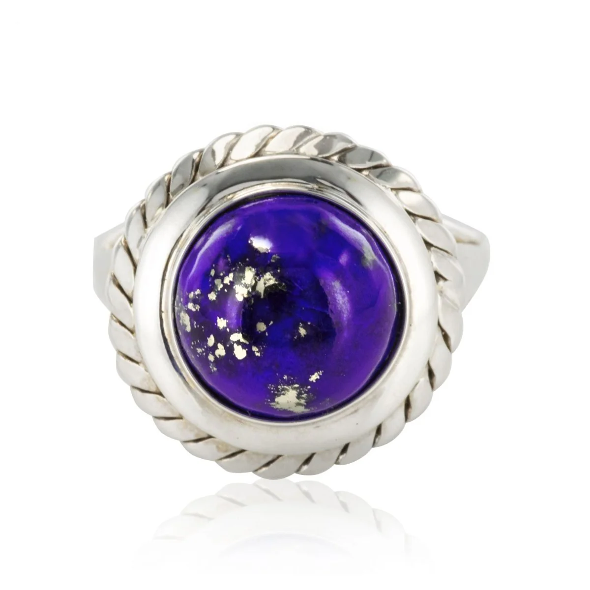 Bague Dôme en or blanc et lapis-lazuli