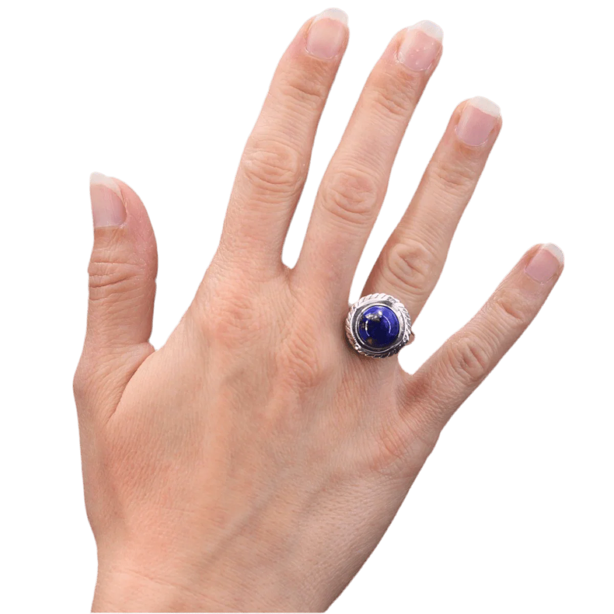 Bague Dôme en or blanc et lapis-lazuli - Image 2