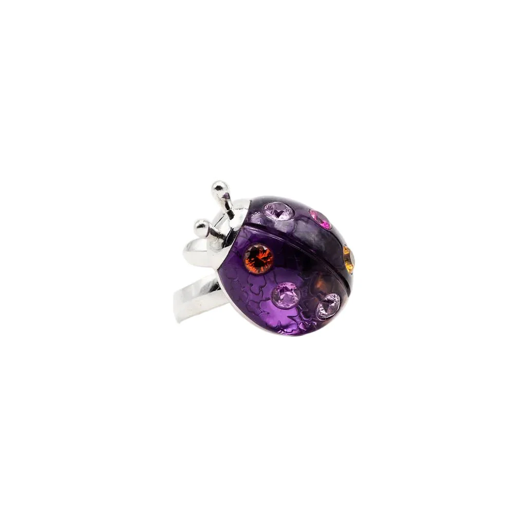 Bague LORENZ BÄUMER "Coccinelle" en or blanc, améthyste, citrine et saphirs - Image 3