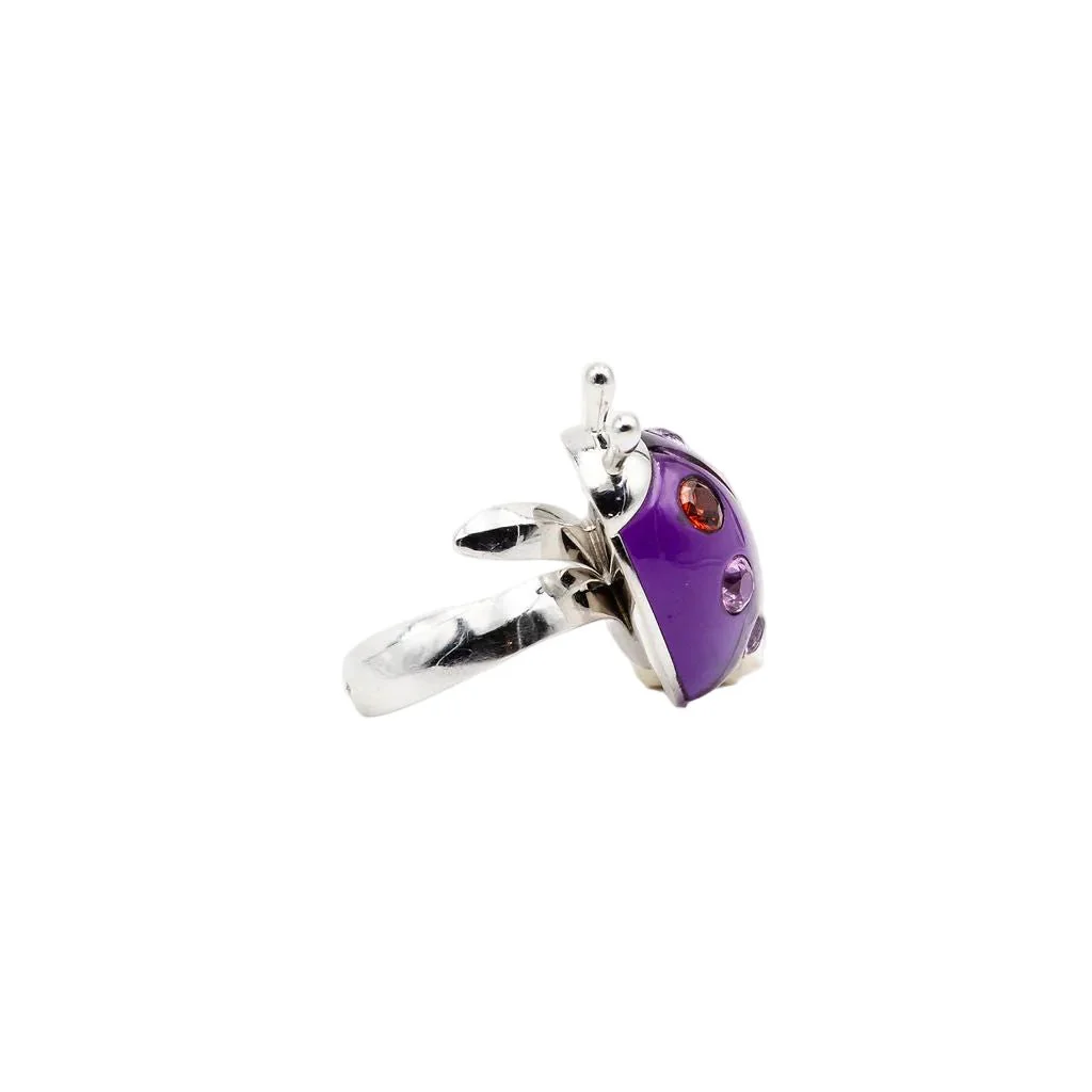 Bague LORENZ BÄUMER "Coccinelle" en or blanc, améthyste, citrine et saphirs - Image 5