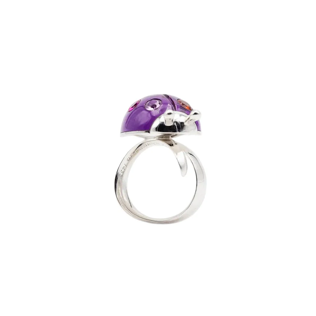 Bague LORENZ BÄUMER "Coccinelle" en or blanc, améthyste, citrine et saphirs - Image 7
