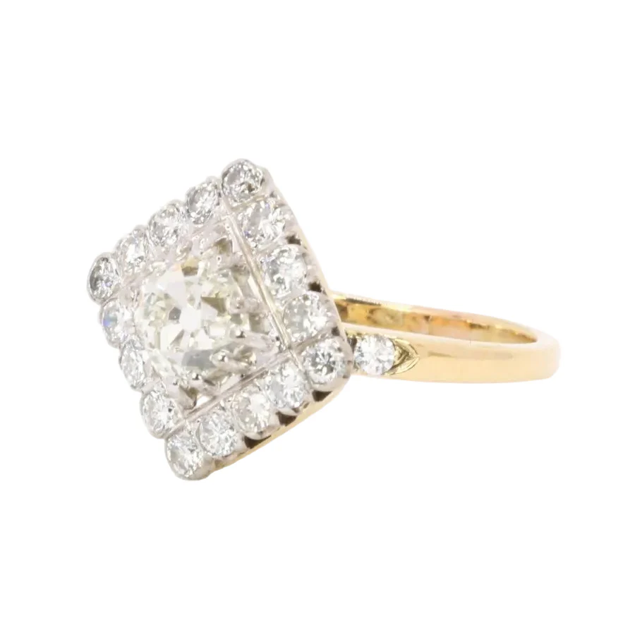 Bague Entourage en or jaune, platine et diamants - Image 3