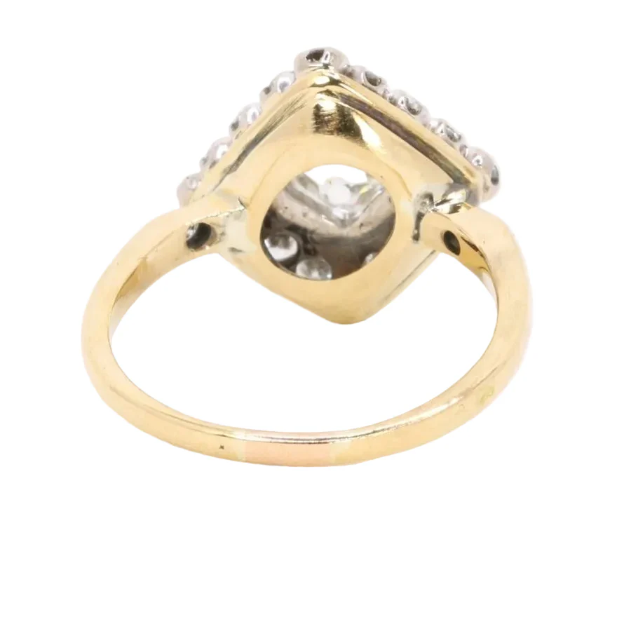 Bague Entourage en or jaune, platine et diamants - Image 4