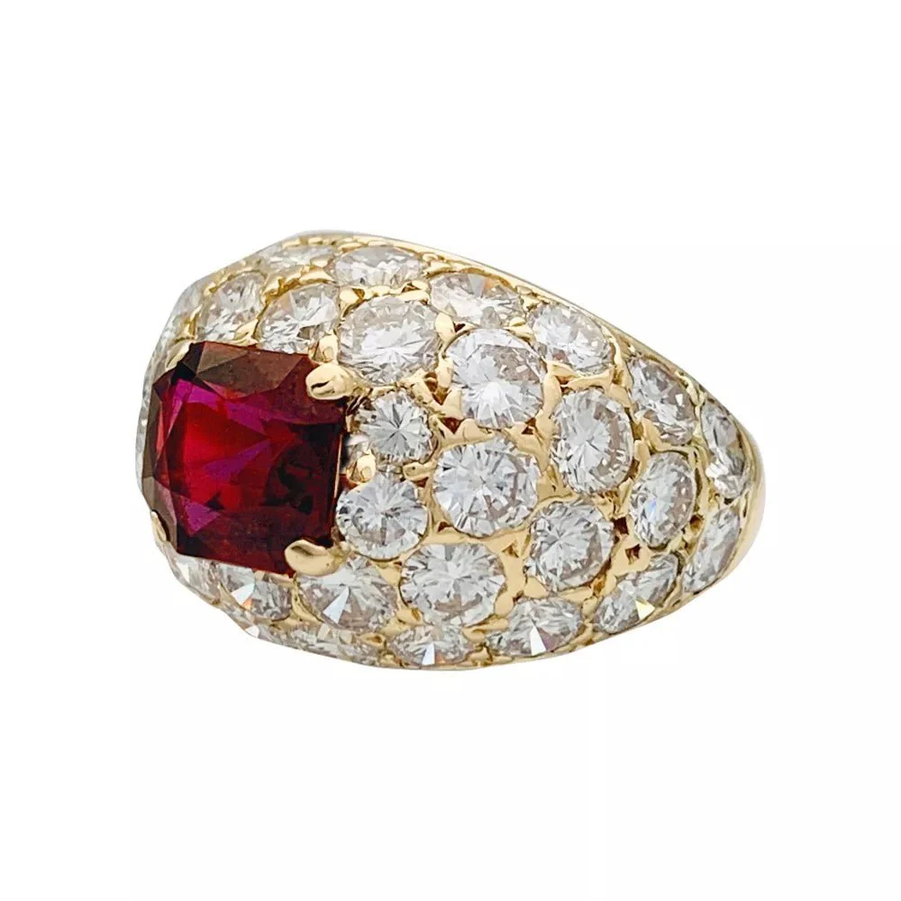Bague Jonc M.GÉRARD en or jaune, diamants et rubis