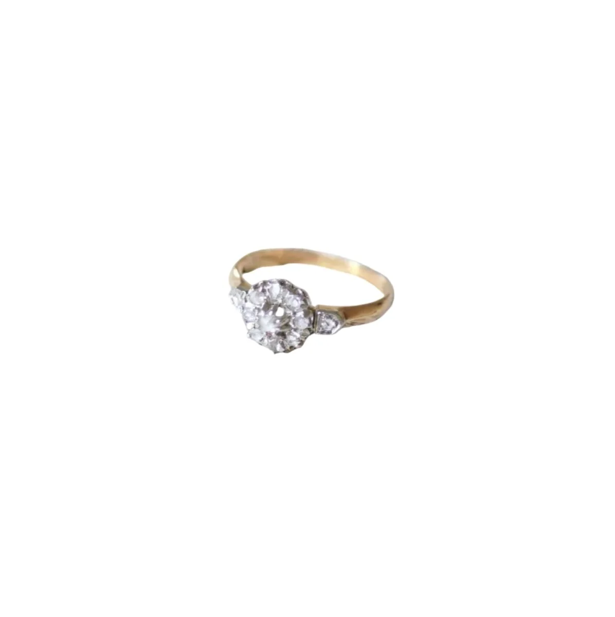 Bague Marguerite en or rose, platine, et diamants - Image 3
