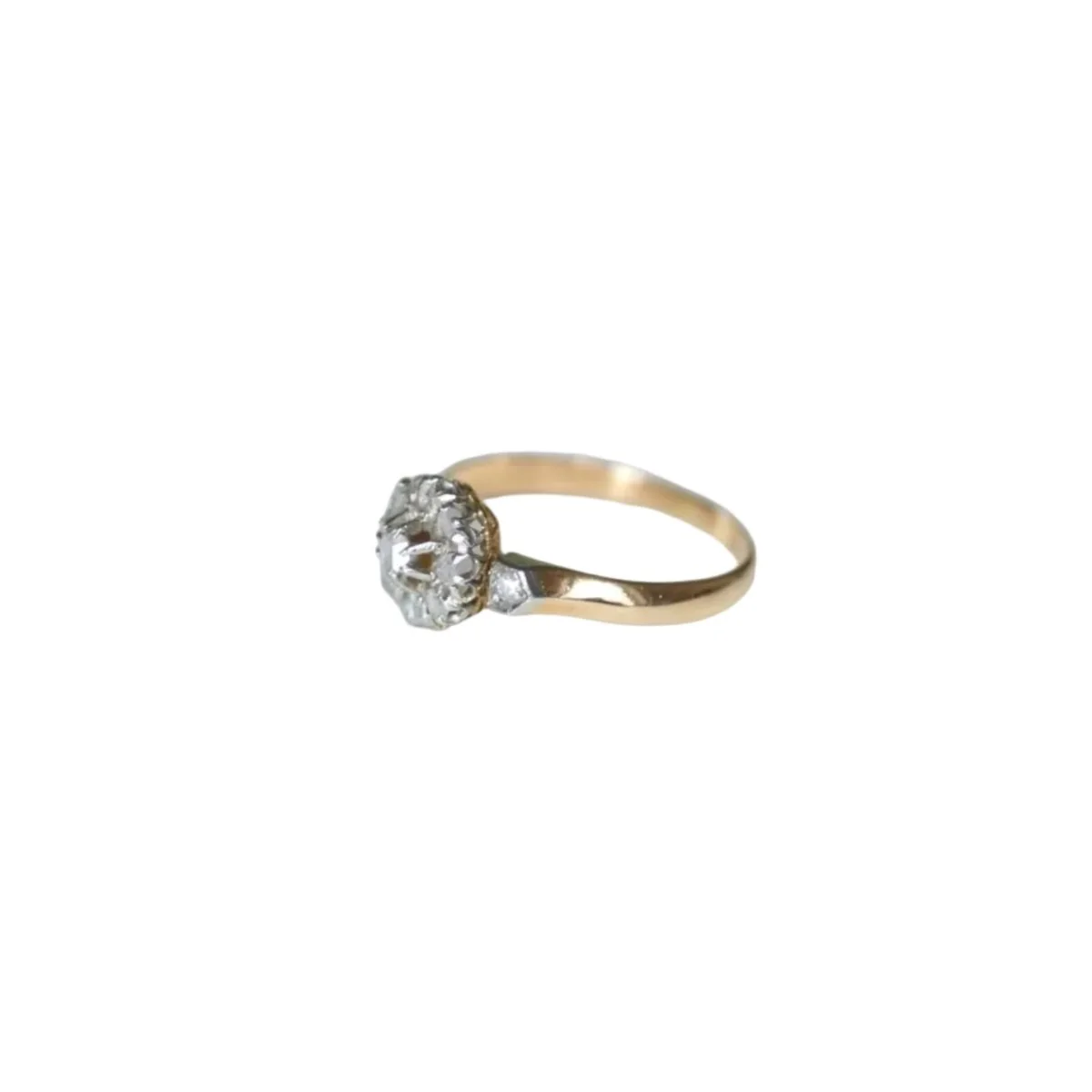 Bague Marguerite en or rose, platine, et diamants - Image 4