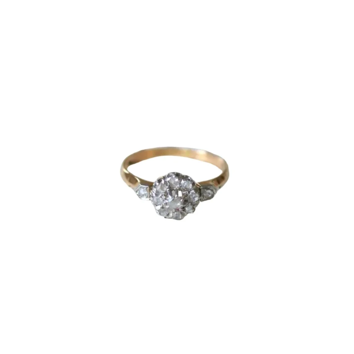 Bague Marguerite en or rose, platine, et diamants - Image 7